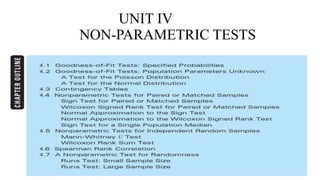 UNIT IV
NON-PARAMETRIC TESTS
 