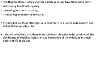 health promotion and maintenance of elderly | PDF
