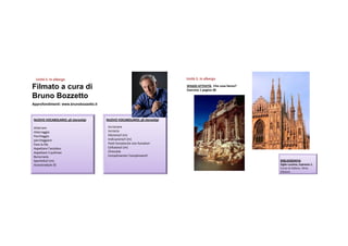Unità 5.Inalbergo
  Unità                                                                     Unità 5.Inalbergo
                                                                            Unità

Filmato a cura di                                                           SPAZIOATTIVITÁ;Checosafanno?
                                                                            Esercizio 1pagina38

Bruno Bozzetto
Approfondimenti: www.brunobozzetto.it



NUOVOVOCABOLARIO;gli stereotipi       NUOVOVOCABOLARIO;gli stereotipi

Atterrare                                Incrociare
Atterraggio                              Incrocio
Parcheggio                               Elezione/i(m)
parcheggiare                             Indicazione/i(m)
Fare lafila                             Posti fumatori/enonfumatori
Aspettare l’autobus                      Cellulare/i(m)
Aspettare il pullman                     Chiociola
Burocrazia                               Complimento!Complimenti!
Sportello/i(m)                                                                                                 BIBLIOGRAFIA:
Autostrada/e(f)                                                                                                Ziglio Luciana,Espresso 1.
                                                                                                                Corsodiitaliano.Alma
                                                                                                                Edizioni.
 