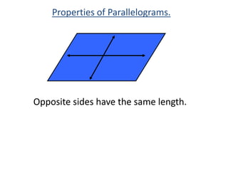 Properties of Parallelograms.Opposite sides have the same length.