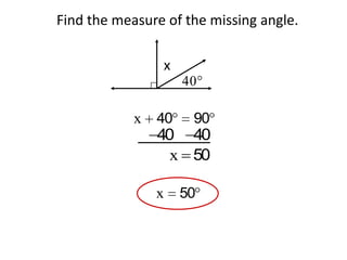 Find the measure of the missing angle.x