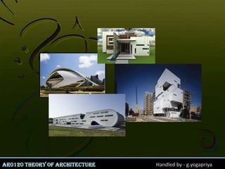 AR0120 Theory of Architecture   Handled by - g.yogapriya 