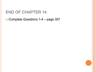 END OF CHAPTER 14
   Complete Questions 1-4 – page 307
 