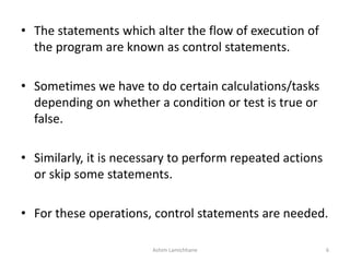 Unit 5. Control Statement | PPTX