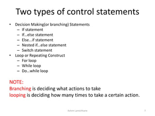 Unit 5. Control Statement | PPTX