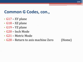G28 G Code Example Manufacturing Technology-II Unit 5 | PPTX