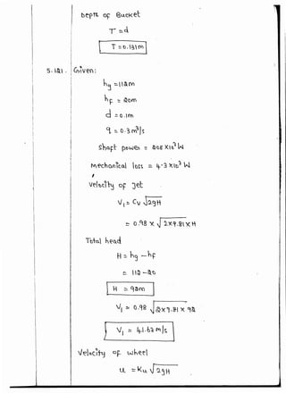 s. & . Cr,~v en:
h5 ~l~fY)
hF- ::: ~DN
d ~a.rn
9. ==- o.3, rn~Js
Sha.ft (Jt>W€n ::: ~Cl8 XI~') W
l1echo.nic.a. lDS:s. ::: 4-• ~ Xlt~ W
I
velt>tl':1 o~ Jet
}I~ Cv J~CJ;
T()ta. h£>CJ.d
H ~ hg -hf
i H ~9~ro l
v, ~ o.qg J&x1.&1 x...9~
I VI.::: 4-l.b~M]s.

"~lf)~~1-:1 ot- wheel
Ll :::: ku. J~3 H
 
