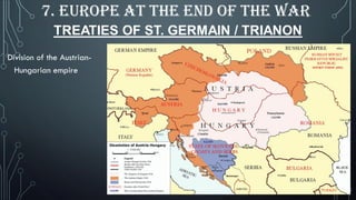 TREATIES OF ST. GERMAIN / TRIANON
Division of the Austrian-
Hungarian empire
7. EUROPE AT THE END OF THE WAR
 