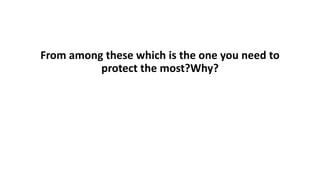 From among these which is the one you need to
protect the most?Why?
 