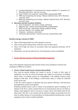 Selection of Material Handling Equipment | PDF