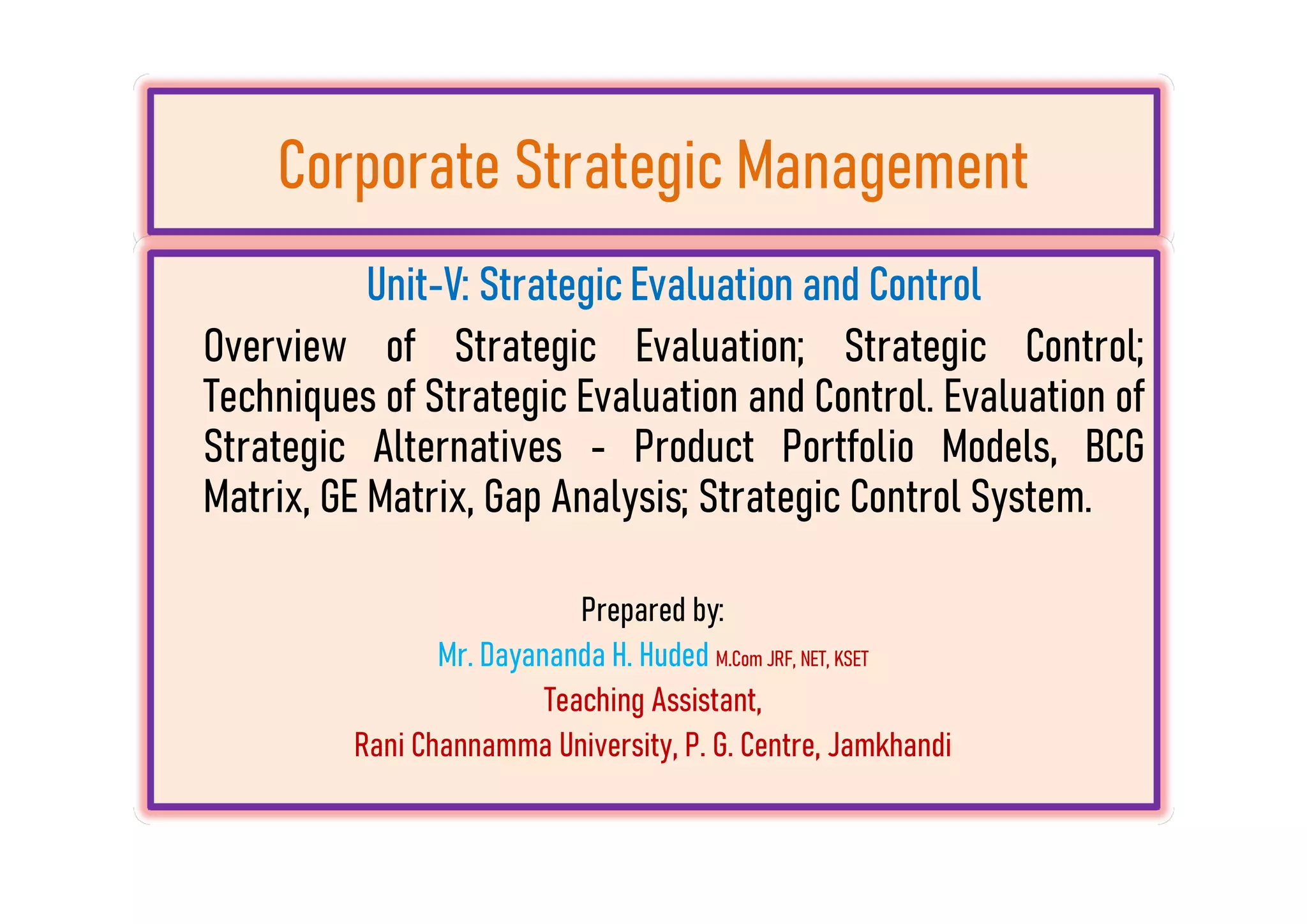 Unit 5 CSM: Strategic Evaluation and Comtrol | PDF