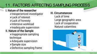 6/11/2020 49
11. FACTORS AFFECTING SAMPLING PROCESS
 