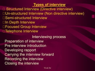 Non Direct Interviewing Methods of data collection research | PPTX