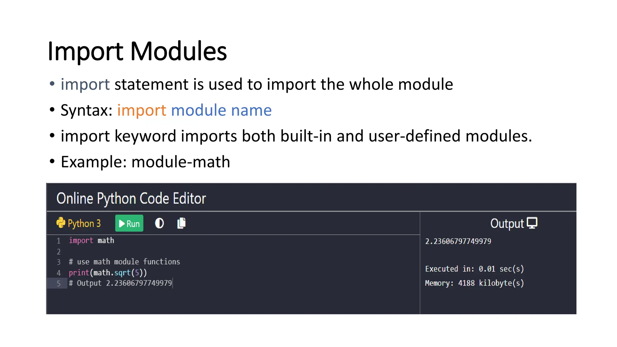 Python short notes on modules and applications | PPT