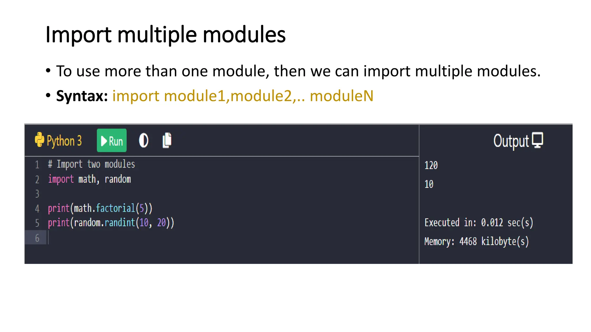 Python short notes on modules and applications | PPT
