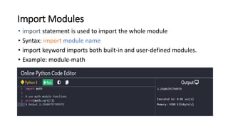 Python short notes on modules and applications | PPT