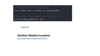 Python short notes on modules and applications | PPT