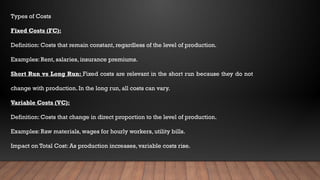 Costs and Revenue of Production (Micro Economics) | PPTX