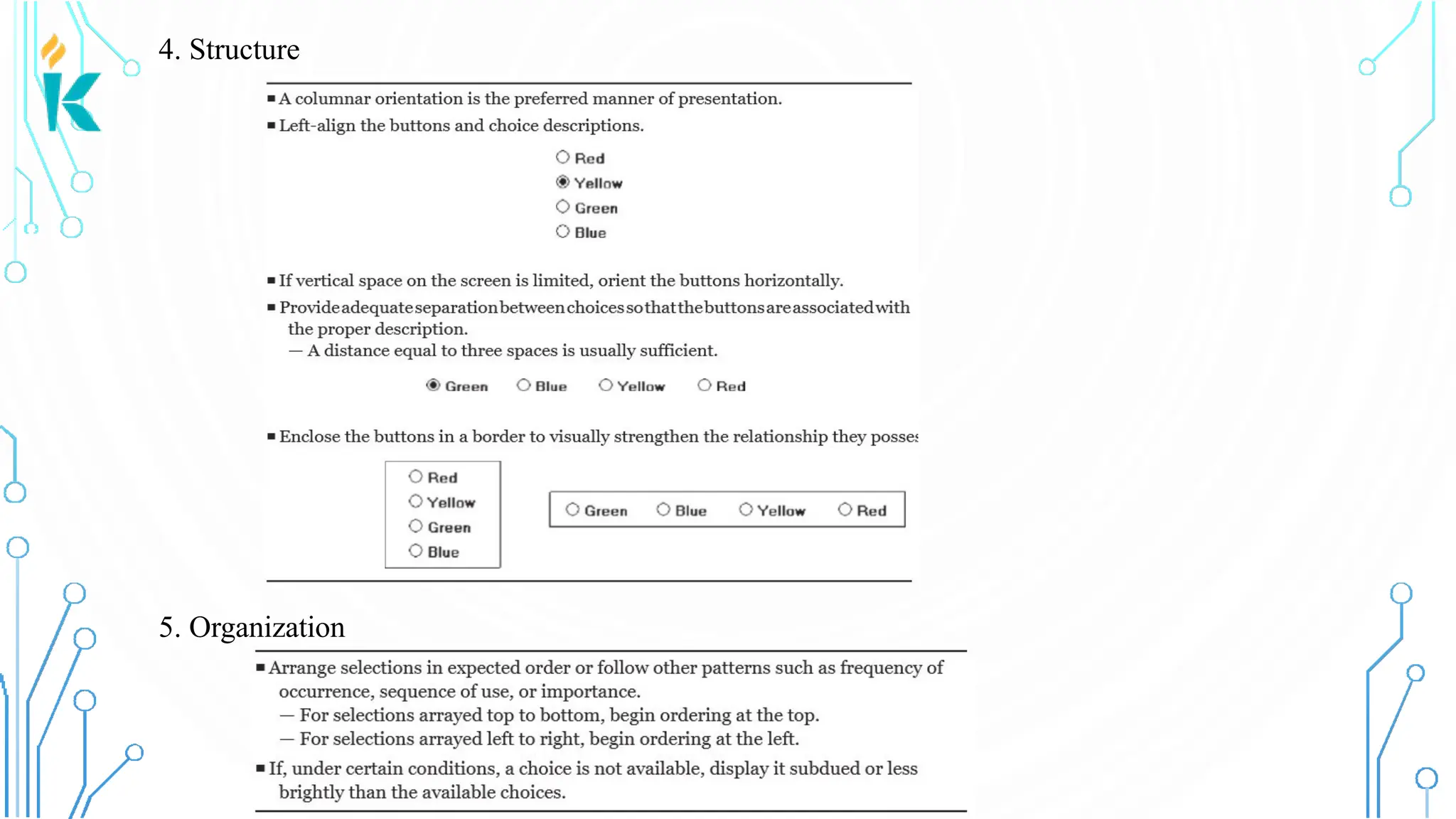 4. Structure 5. Organization 