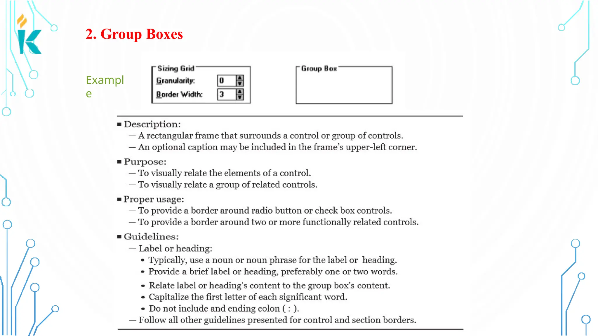 2. Group Boxes Exampl e 