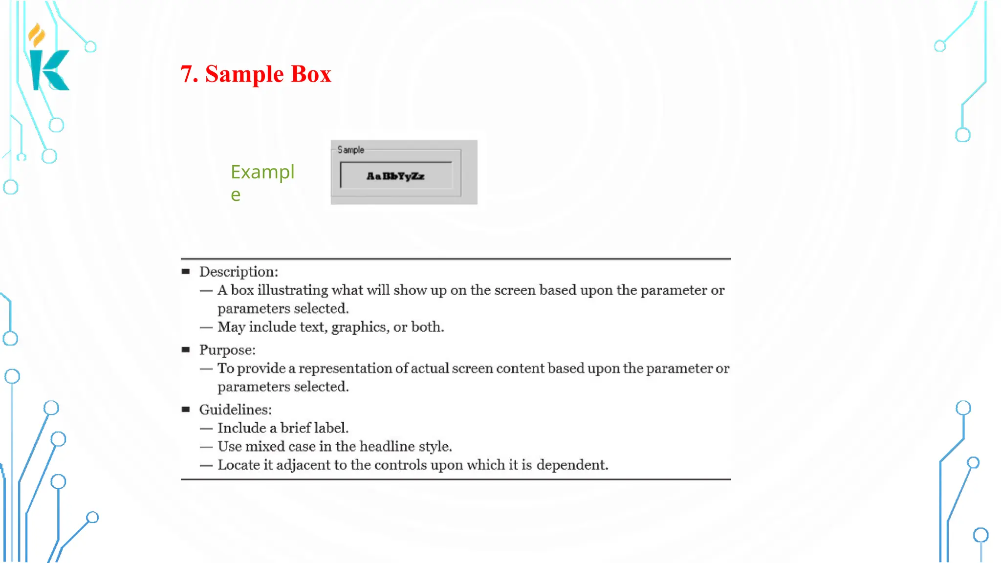 7. Sample Box Exampl e 