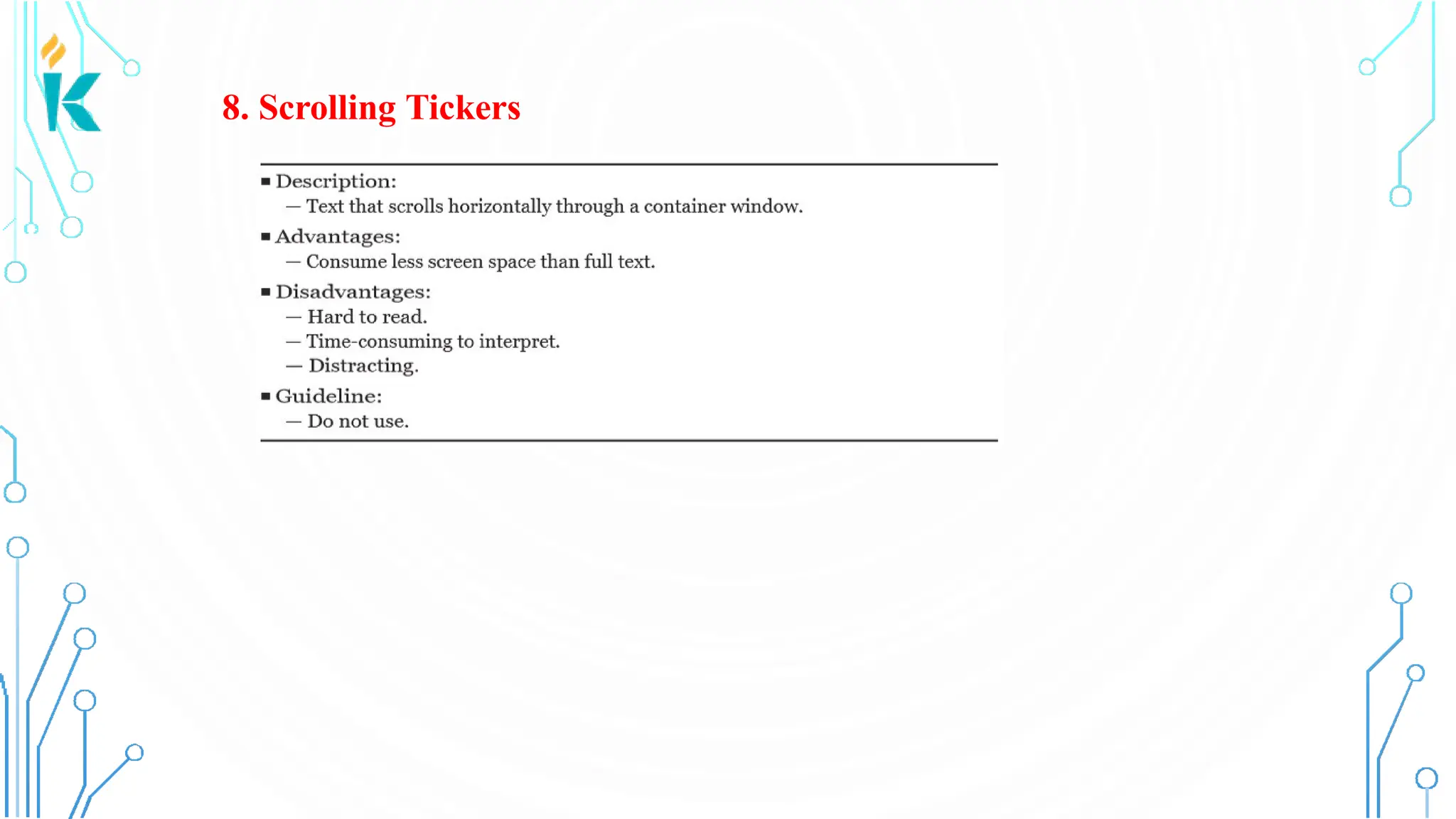 8. Scrolling Tickers 