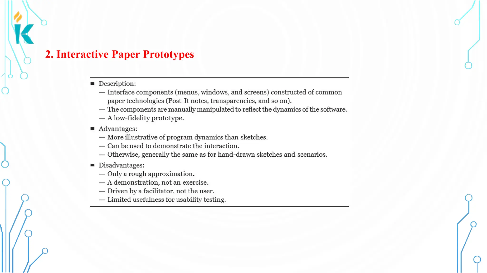 2. Interactive Paper Prototypes 