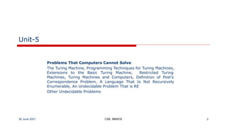 turing machine- problems and undecidable problems | PDF