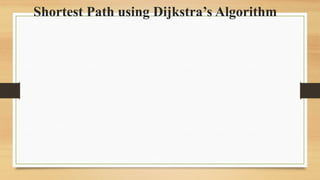 Shortest Path using Dijkstra’s Algorithm
 