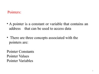 Pointers, definition,use of pointers in self referential structures | PPTX