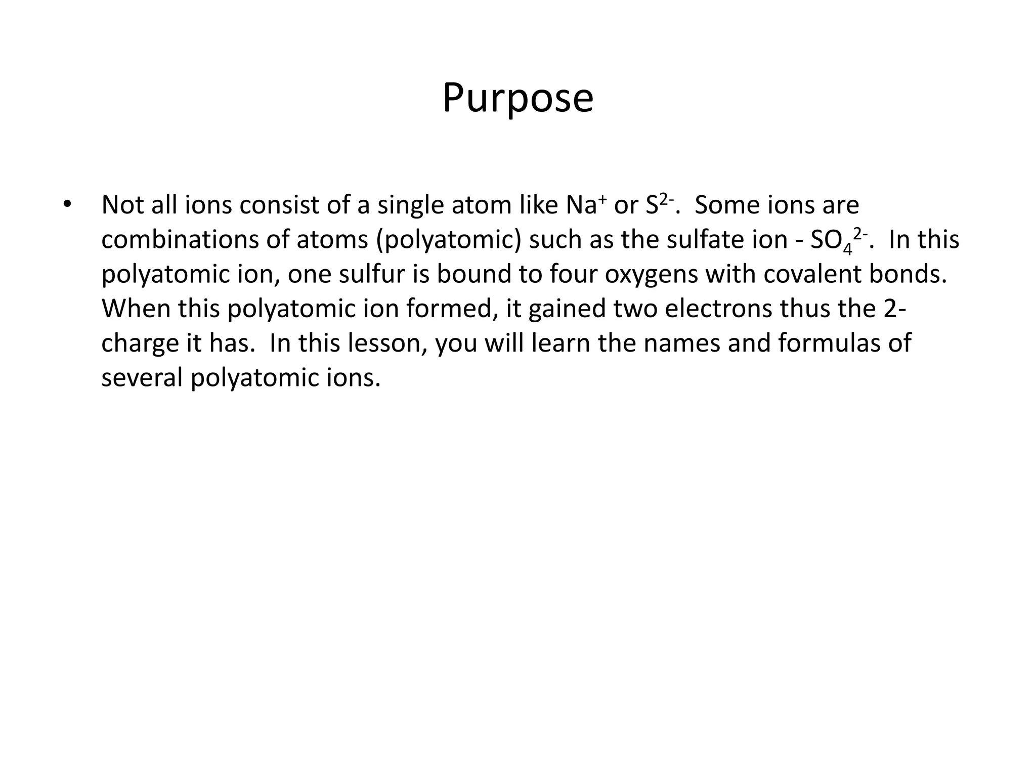 Unit 5 6 polyatomic ions | PPTX