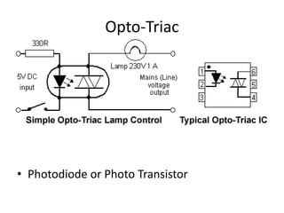 Opto-Triac
• Photodiode or Photo Transistor
 
