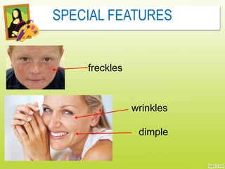 SPECIAL FEATURES
freckles
dimple
wrinkles
 