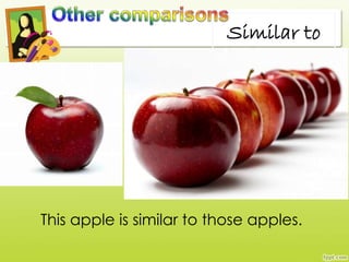 This apple is similar to those apples.
Similar to
 