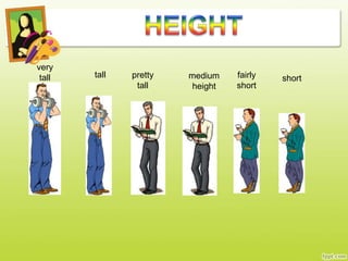 tall shortmedium
height
fairly
short
very
tall pretty
tall
 