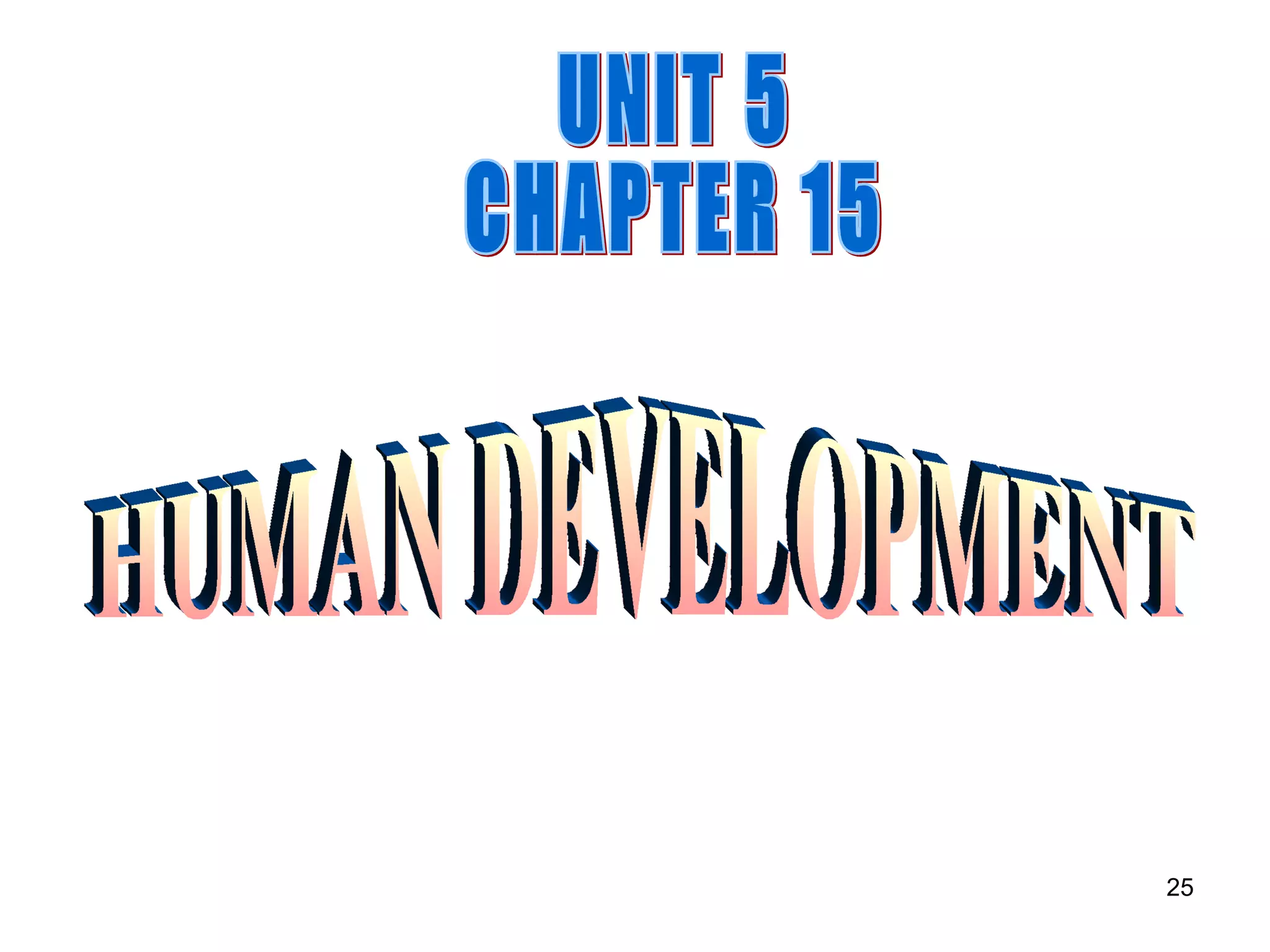 UNIT 5 CHAPTER 15 HUMAN DEVELOPMENT 