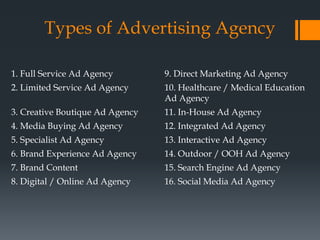 Agency Types Choosing the right agency | PPTX