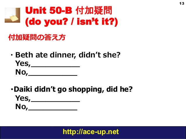 わかる中級英文法 Grammar In Use Unit 50 付加疑問文 わかる中級英文法 Grammar In Use Unit 50 付加疑問文