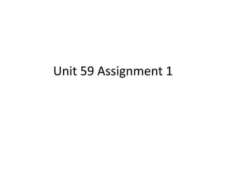 Unit 59 Assignment 1
 