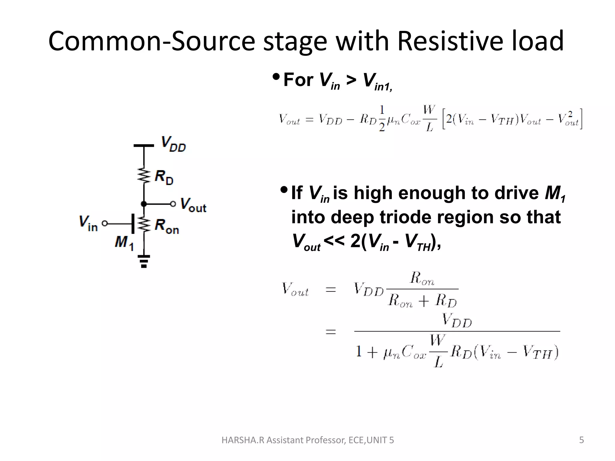 single stage amplifier Unit 5 AMVLSI | PPTX