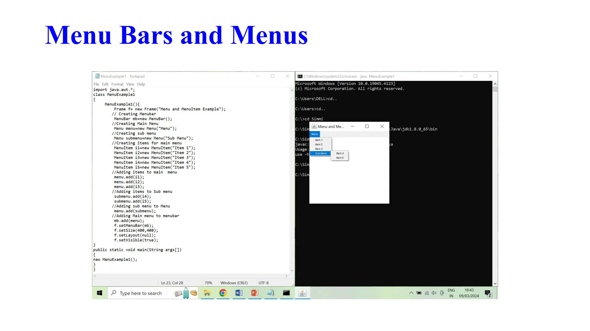 Menu Bars and Menus
 