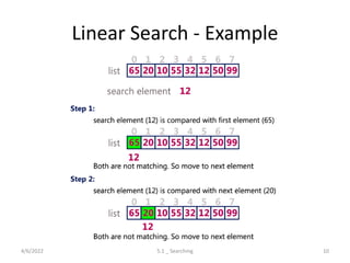Linear Search - Example
4/6/2022 5.1 _ Searching 10
 