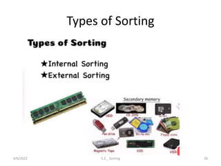 Types of Sorting
4/6/2022 5.2 _ Sorting 26
 