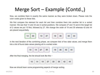 Merge Sort – Example (Contd.,)
4/6/2022 5.2 _ Sorting 80
 