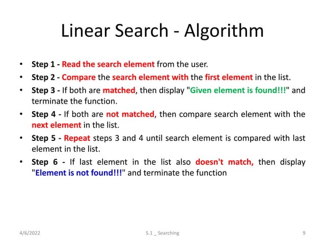 Searching, Sorting and Hashing Techniques | PPT