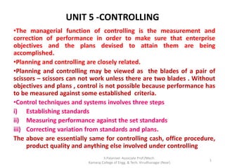 Controlling By Measuring Performance Unit 5 controlling | PPTX