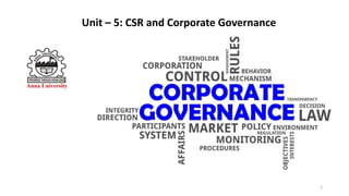 Anna University
1
Unit – 5: CSR and Corporate Governance
 