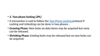 Two Phase Locking Algorithm Database Management System - Transaction Processing and Concurrency ...