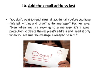 Precaution Email Example Unit 5 Email Etiquettes.pptx and pointsf | PPTX