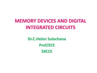 MEMORY DEVICES AND DIGITAL INTEGRATED CIRCUITS | PDF